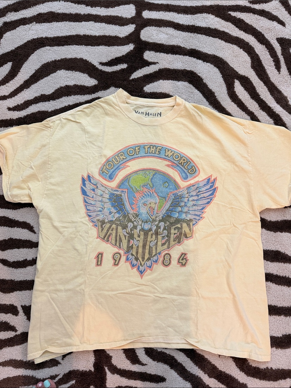 Van Halen Tour of the World 1984 Short Sleeve Tee - Pale Yellow